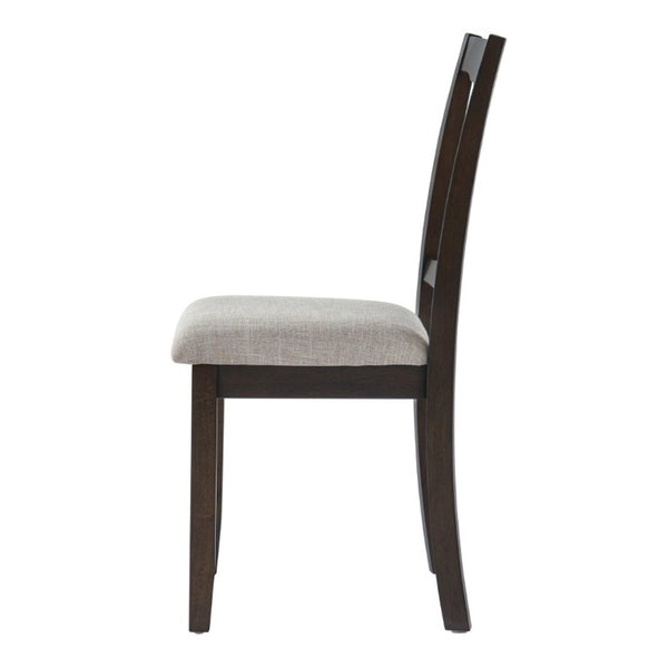 English Elm Dining Chairs Set of 2 Mid-Century Rubberwood Frame with Linen Upholstered High Back Beige+Espresso N752P494101P