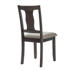 English Elm Dining Chairs Set of 2 Mid-Century Rubberwood Frame with Linen Upholstered High Back Beige+Espresso N752P494101P