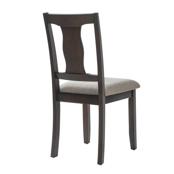 English Elm Dining Chairs Set of 2 Mid-Century Rubberwood Frame with Linen Upholstered High Back Beige+Espresso N752P494101P