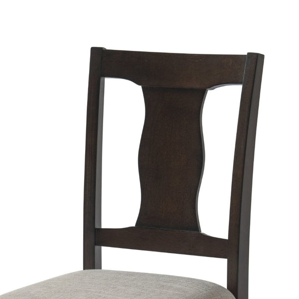 English Elm Dining Chairs Set of 2 Mid-Century Rubberwood Frame with Linen Upholstered High Back Beige+Espresso N752P494101P