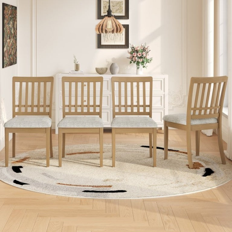 English Elm 2-Piece Scandinavian Dining Chair Set Rubberwood Frame Gray Upholstered Padded Seat Natural 2-Piece Curved Backrest N752P502381N