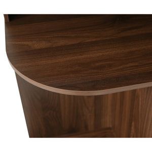 English Elm 70 Inch Corner Bar Cabinet with Stemware Rack Wine Cubbies and Tempered Glass Doors Walnut+Gold N752P508255D