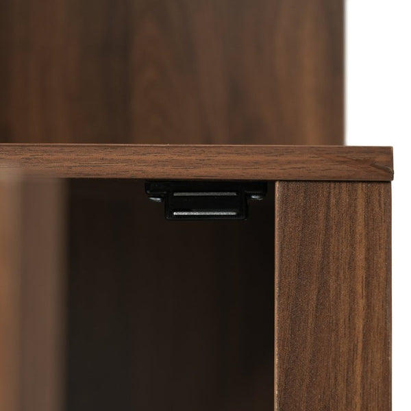 English Elm 70 Inch Corner Bar Cabinet with Stemware Rack Wine Cubbies and Tempered Glass Doors Walnut+Gold N752P508255D