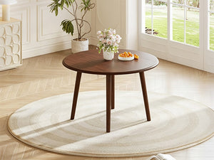 English Elm Round Drop Leaf Birch Veneer Dining Table Seats Four Compact Space Saving Design Cherry N752P540783C