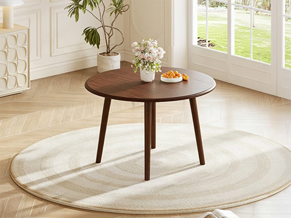 English Elm Round Drop Leaf Birch Veneer Dining Table Seats Four Compact Space Saving Design Cherry N752P540783C