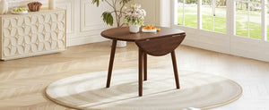 English Elm Round Drop Leaf Birch Veneer Dining Table Seats Four Compact Space Saving Design Cherry N752P540783C