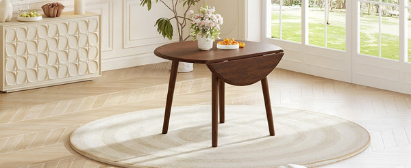 English Elm Round Drop Leaf Birch Veneer Dining Table Seats Four Compact Space Saving Design Cherry N752P540783C