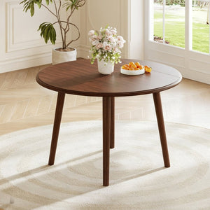 English Elm Round Drop Leaf Birch Veneer Dining Table Seats Four Compact Space Saving Design Cherry N752P540783C