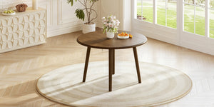 English Elm Round Drop Leaf Birch Veneer Dining Table Seats Four Compact Space Saving Design Walnut N752P540783D