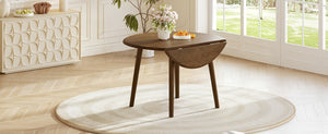 English Elm Round Drop Leaf Birch Veneer Dining Table Seats Four Compact Space Saving Design Walnut N752P540783D