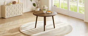 English Elm Round Drop Leaf Birch Veneer Dining Table Seats Four Compact Space Saving Design Walnut N752P540783D