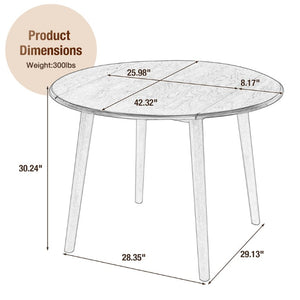 English Elm Round Drop Leaf Birch Veneer Dining Table Seats Four Compact Space Saving Design Walnut N752P540783D