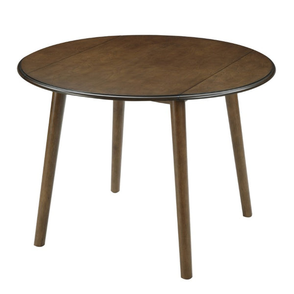 English Elm Round Drop Leaf Birch Veneer Dining Table Seats Four Compact Space Saving Design Walnut N752P540783D