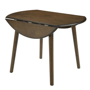 English Elm Round Drop Leaf Birch Veneer Dining Table Seats Four Compact Space Saving Design Walnut N752P540783D