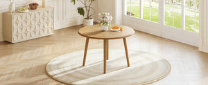 English Elm Round Drop Leaf Birch Veneer Dining Table Seats Four Compact Space Saving Design Natural N752P540783N