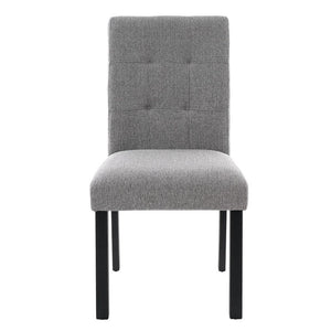 English Elm 6-Piece Modern Dining Set with Walnut Tabletop Geometric Legs Upholstered Chairs Bench Gray N752S000011D