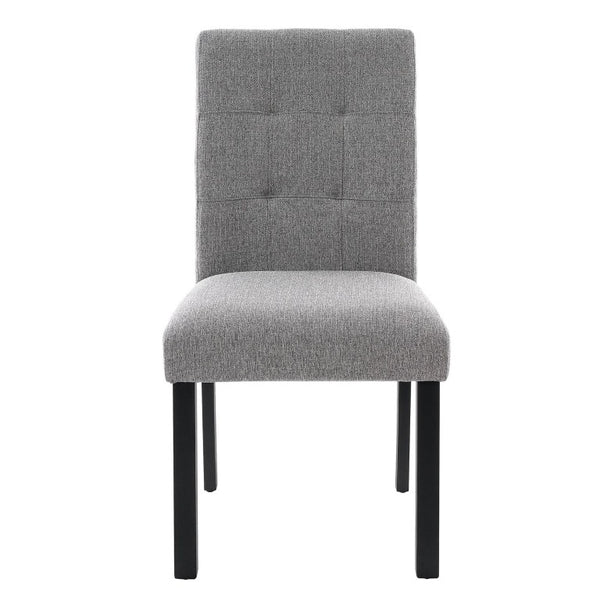 English Elm 6-Piece Modern Dining Set with Walnut Tabletop Geometric Legs Upholstered Chairs Bench Gray N752S000011D