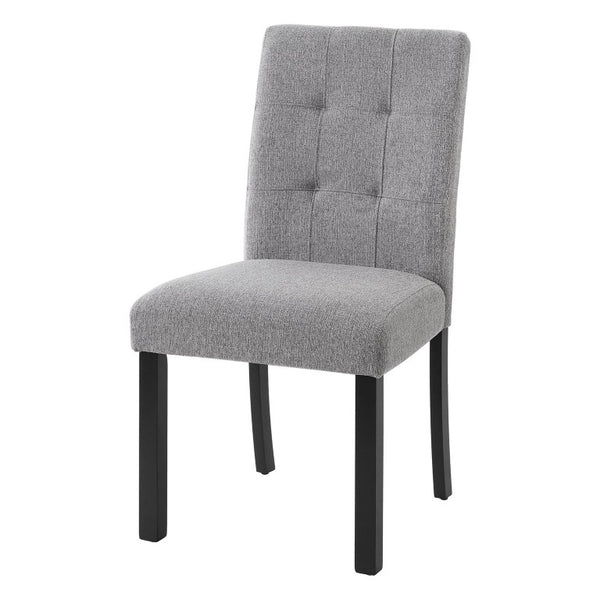 English Elm 6-Piece Modern Dining Set with Walnut Tabletop Geometric Legs Upholstered Chairs Bench Gray N752S000011D