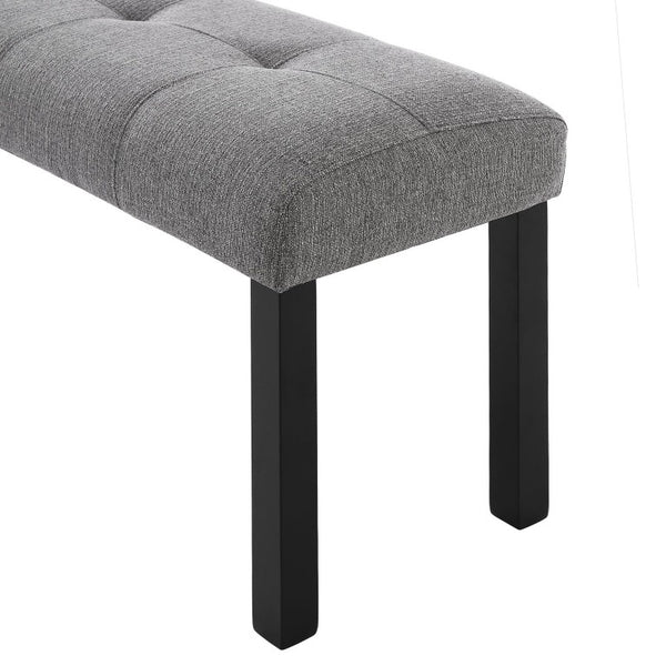 English Elm 6-Piece Modern Dining Set with Walnut Tabletop Geometric Legs Upholstered Chairs Bench Gray N752S000011D
