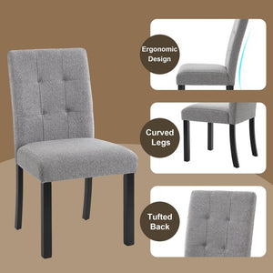 English Elm 6-Piece Modern Dining Set with Walnut Tabletop Geometric Legs Upholstered Chairs Bench Gray N752S000011D