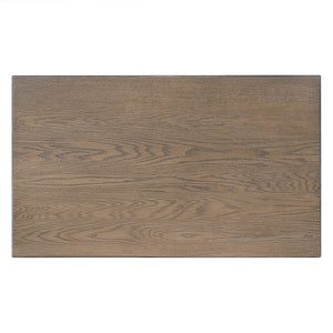 English Elm 6-piece Farmhouse Dining Set Oak Veneer Table Rubberwood Legs 4 Chairs and Bench Brown N752S000031D