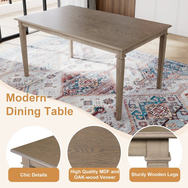 English Elm 6-piece Farmhouse Dining Set Oak Veneer Table Rubberwood Legs 4 Chairs and Bench Brown N752S000031D