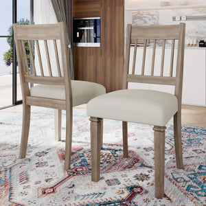 English Elm 6-piece Farmhouse Dining Set Oak Veneer Table Rubberwood Legs 4 Chairs and Bench Brown N752S000031D