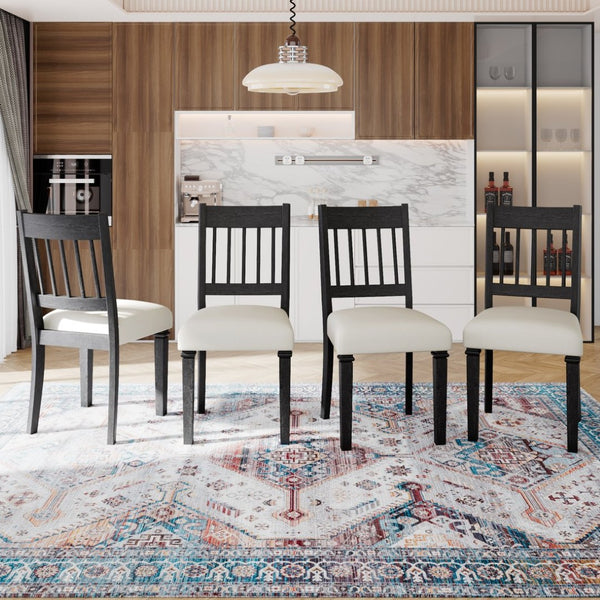 English Elm 6-piece Farmhouse Dining Set Oak Veneer Table Rubberwood Legs 4 Chairs and Bench Grey N752S000031E