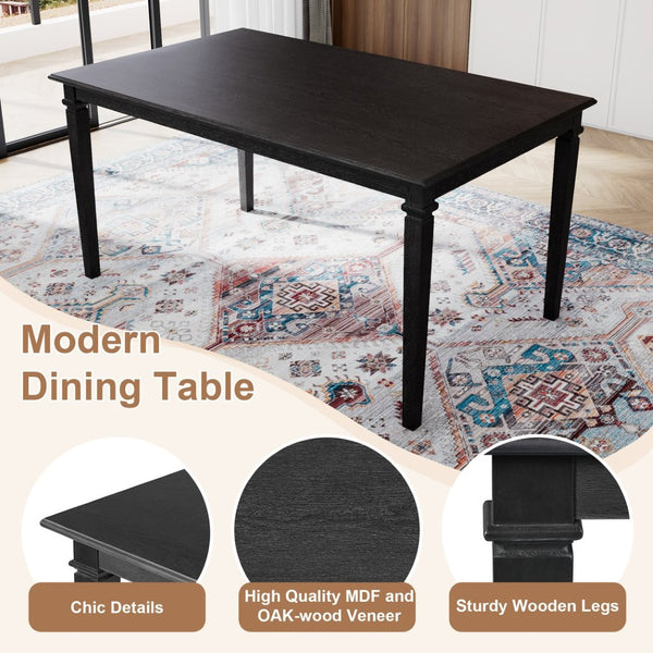 English Elm 6-piece Farmhouse Dining Set Oak Veneer Table Rubberwood Legs 4 Chairs and Bench Grey N752S000031E