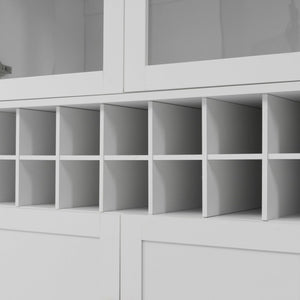 English Elm 70.87 Inch Tall Glass Door Bar Cabinet with Wine Rack and Gold Handles for Dining Rooms N752S000072W