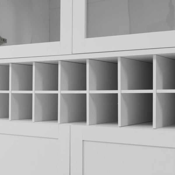 English Elm 70.87 Inch Tall Glass Door Bar Cabinet with Wine Rack and Gold Handles for Dining Rooms N752S000072W