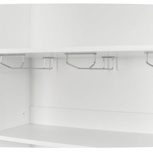 English Elm 70.87 Inch Tall Glass Door Wine Bar Cabinet with Rack and Gold Handles Modern Home White+Gold 31.5 L x 15.75 W x 78.74 H N752S000074W