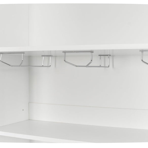 English Elm 70.87 Inch Tall Glass Door Wine Bar Cabinet with Rack and Gold Handles Modern Home White+Gold 31.5 L x 15.75 W x 78.74 H N752S000074W