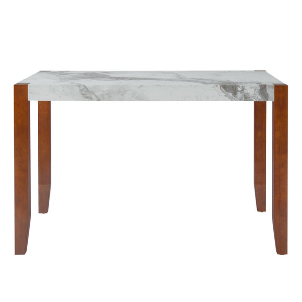 English Elm 4-piece Dining Set Faux Marble Table Two Padded Chairs Bench Rubberwood Legs Modern Beige N752S000084A