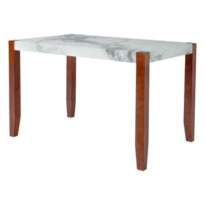 English Elm 4-piece Dining Set Faux Marble Table Two Padded Chairs Bench Rubberwood Legs Modern Beige N752S000084A