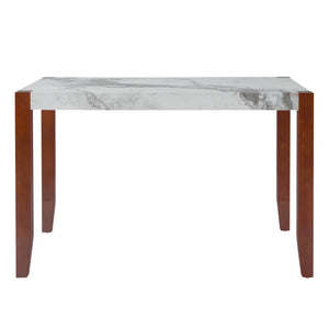 English Elm 4-piece Dining Set Faux Marble Table Two Padded Chairs Bench Rubberwood Legs Modern Gray N752S000084E