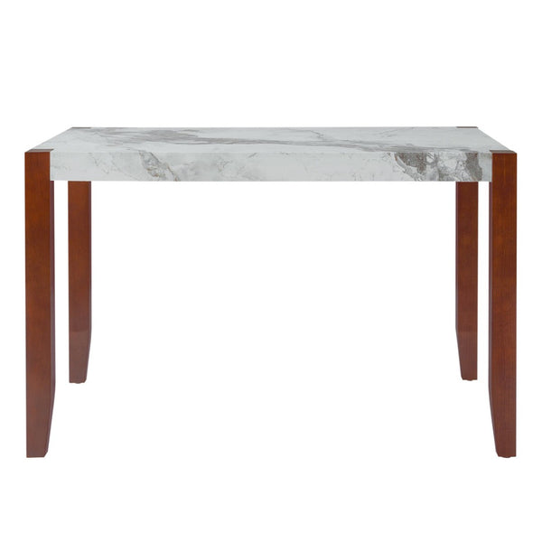 English Elm 4-piece Dining Set Faux Marble Table Two Padded Chairs Bench Rubberwood Legs Modern Gray N752S000084E