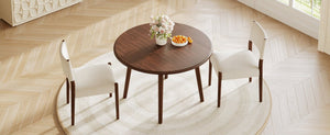 English Elm 3-Piece Drop-Leaf Round Dining Set Birch Veneer Top Upholstered Chairs Small Space Cherry N752S000619C