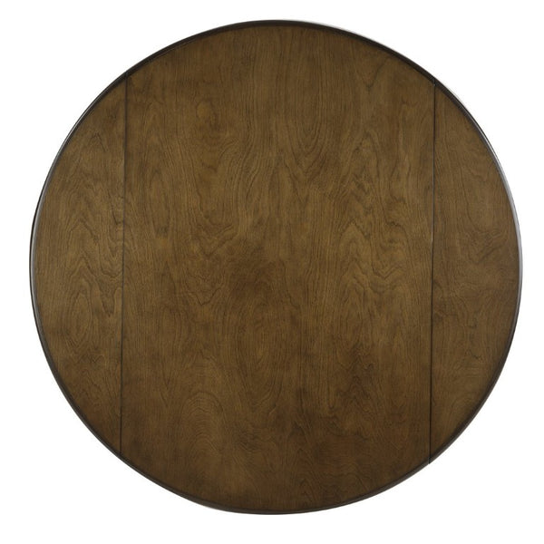 English Elm 3-Piece Drop-Leaf Round Dining Set Birch Veneer Top Upholstered Chairs Small Space Walnut N752S000619D