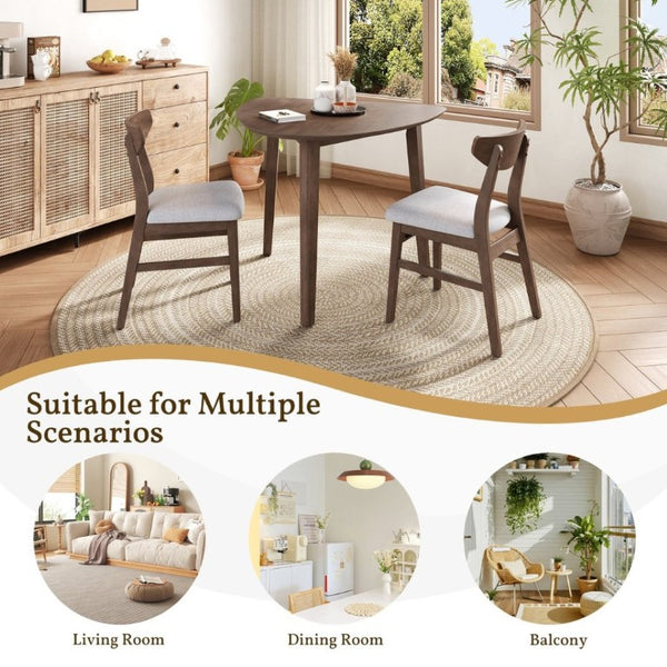 English Elm 3-Piece Corner Dining Set Rubberwood Legs Triangular Table Padded Chairs Small Spaces Brown N752S000908D