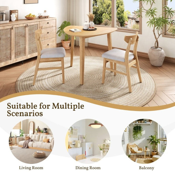 English Elm 3-Piece Corner Dining Set Rubberwood Legs Triangular Table Padded Chairs Small Spaces Natural N752S000908N