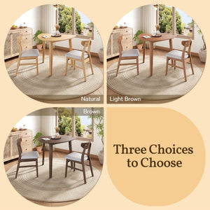 English Elm 3-Piece Corner Dining Set Rubberwood Legs Triangular Table Padded Chairs Small Spaces Natural N752S000908N