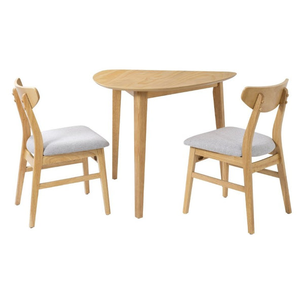 English Elm 3-Piece Corner Dining Set Rubberwood Legs Triangular Table Padded Chairs Small Spaces Natural N752S000908N
