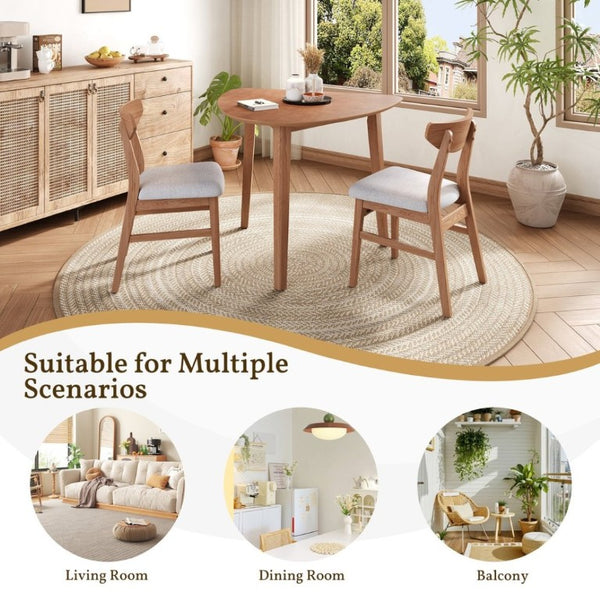 English Elm 3-Piece Corner Dining Set Rubberwood Legs Triangular Table Padded Chairs Small Spaces Light Brown N752S000908P
