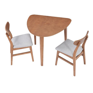 English Elm 3-Piece Corner Dining Set Rubberwood Legs Triangular Table Padded Chairs Small Spaces Light Brown N752S000908P