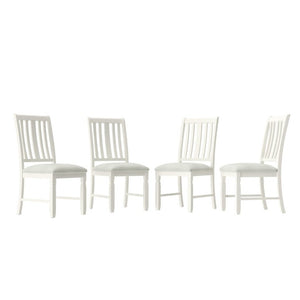 English Elm Set of 4 Farmhouse Dining Chairs Rubberwood Frame Linen Seat Slat Back Design Beige N752S002079A