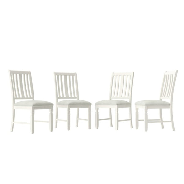 English Elm Set of 4 Farmhouse Dining Chairs Rubberwood Frame Linen Seat Slat Back Design Beige N752S002079A