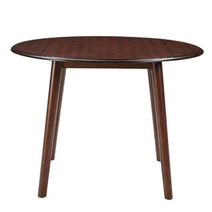 English Elm 5-Piece Drop-Leaf Round Dining Set with Birch Veneer Table and Woven Upholstered Chairs Cherry N752S010619C