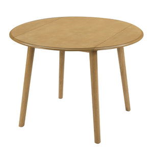 English Elm 5-Piece Drop-Leaf Round Dining Set with Birch Veneer Table and Woven Upholstered Chairs Natural N752S010619N