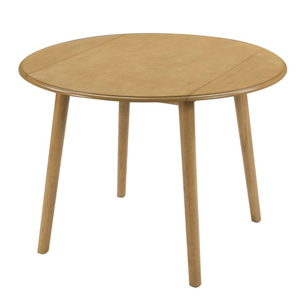English Elm 5-Piece Drop-Leaf Round Dining Set with Birch Veneer Table and Woven Upholstered Chairs Natural N752S010619N